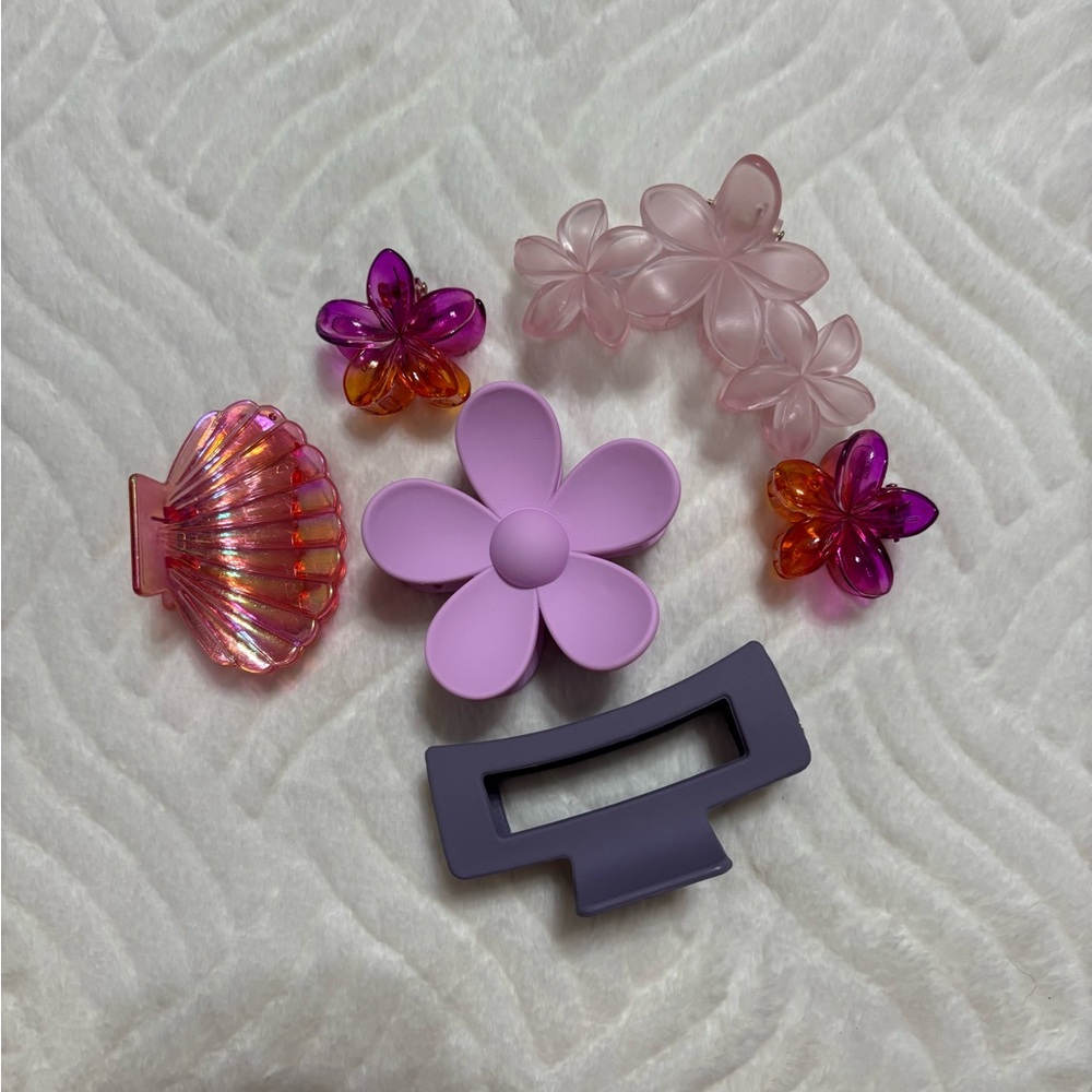 Colorful Floral Claw Clip Set
